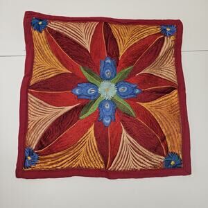 Vintage Decorative Embroidered Floral Throw Pillow Case Cover 18" Retro Bohemian